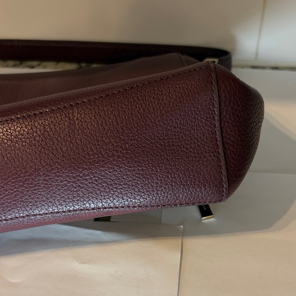 Kate Spade New York Burgundy Pebbled Leather Shoulder Bag Flap Purse - Picture 5 of 9